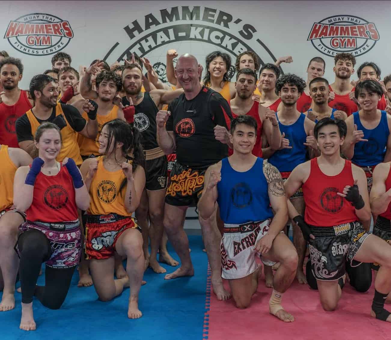 Teen Kix students in Muay Thai gear at Hammer's Gym Nunawading