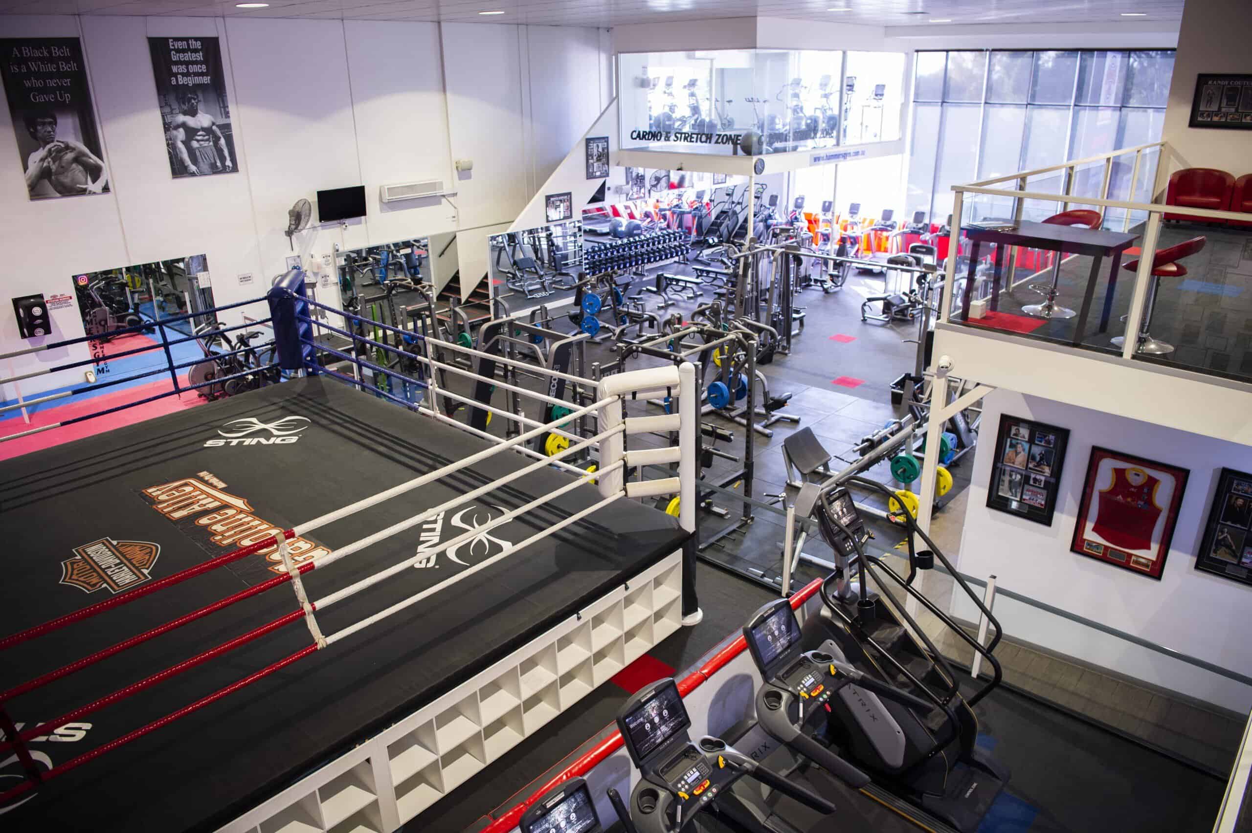 Inside Hammer's Gym Nunawading - boxing ring and training floor