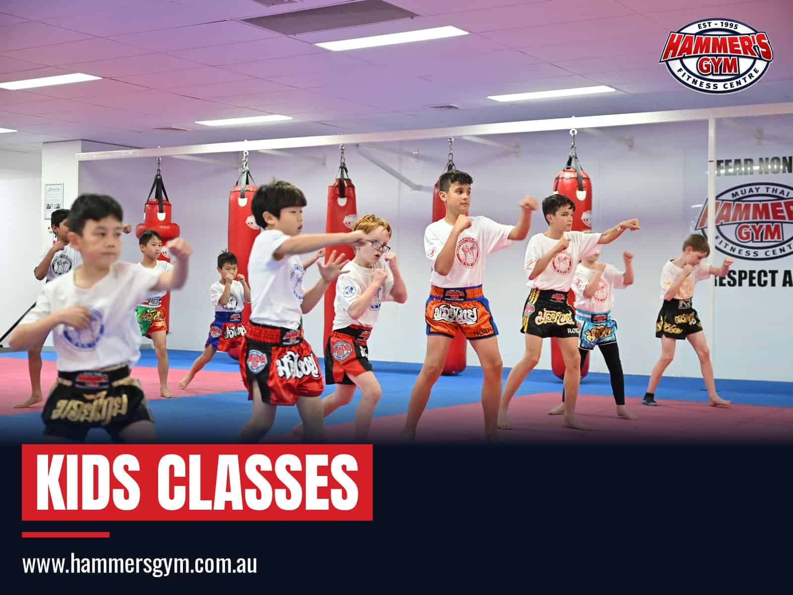 Kids martial arts Melbourne East students training on the mats at Hammer's Gym Nunawading